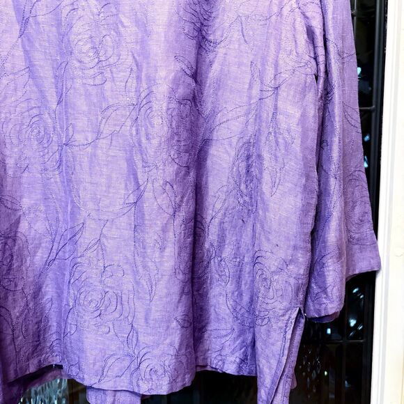French Laundry Woman Purple Linen Silk Blend Button Up BlousePlus Size 2X - Picture 13 of 16